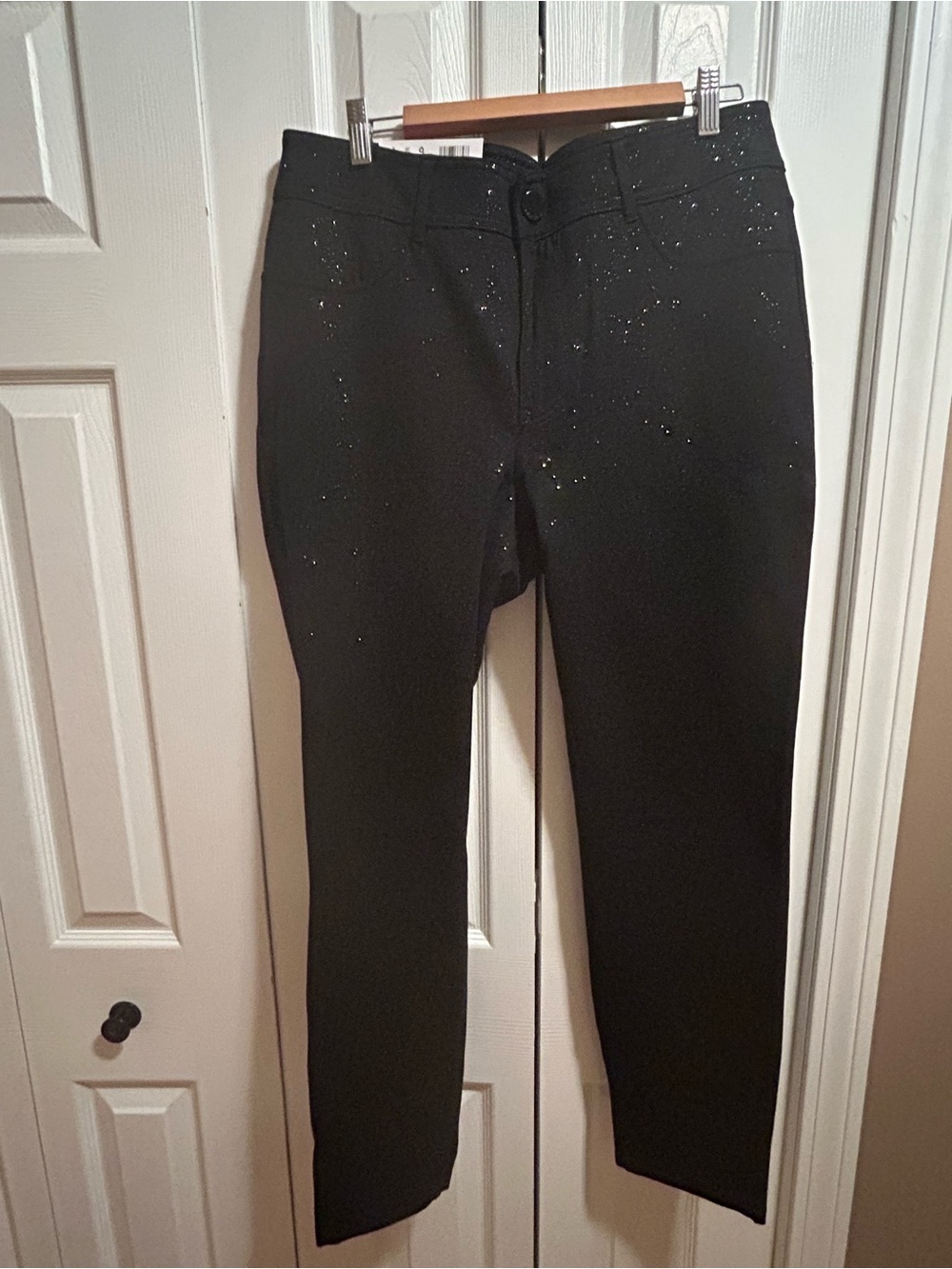Seven7 Black Sparkle Skinny Ankle Pants